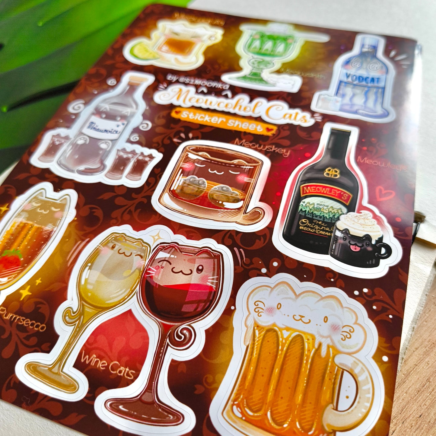 MEOWCOHOL CATS vinyl sticker sheet