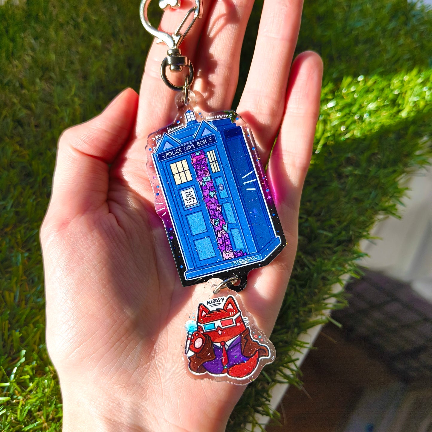 CAT WHO fandom double keychain