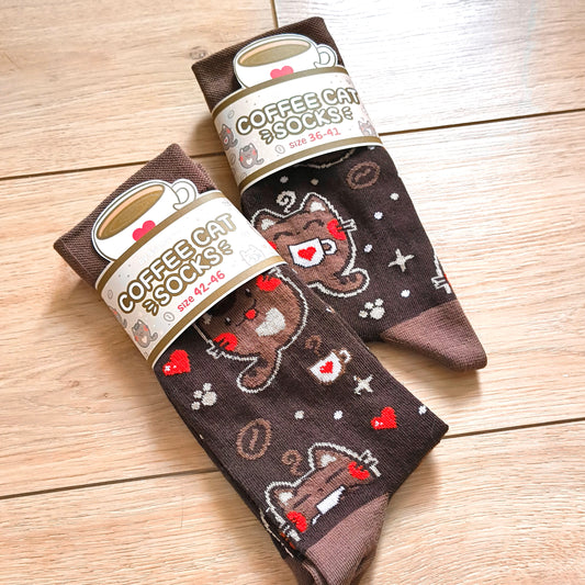 COFFEE CATS cotton socks :3