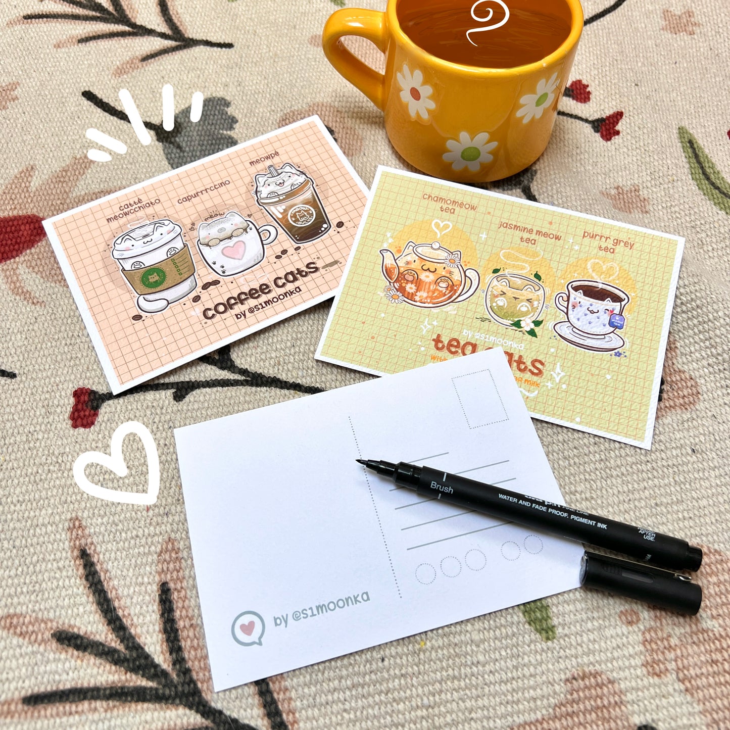 COFFEE-MILK-TEA CATS postcard set