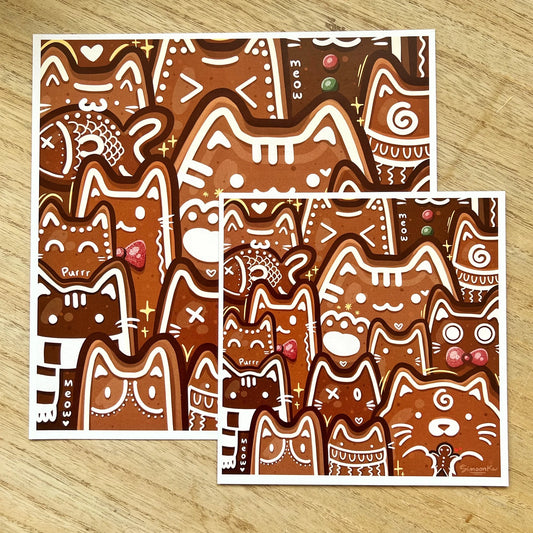 GINGERBREAD CATS art print