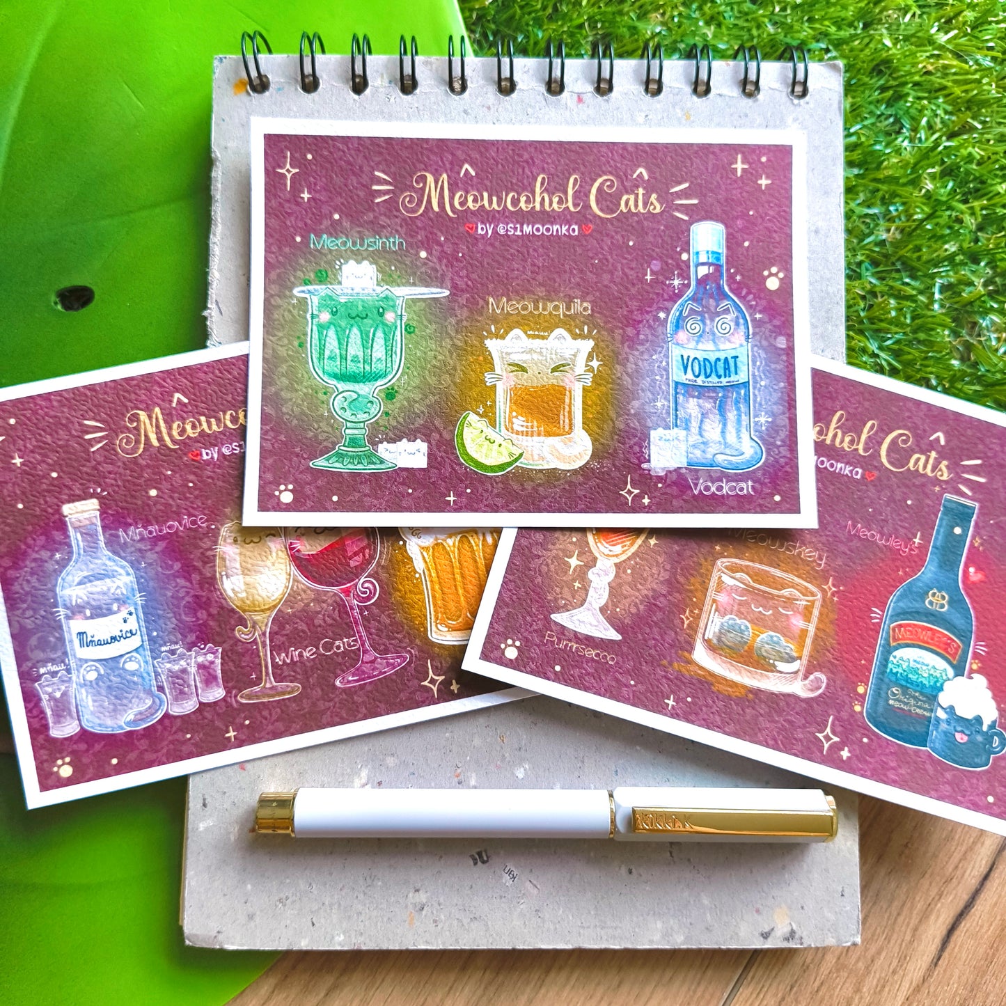 MEOWCOHOL CATS postcard set