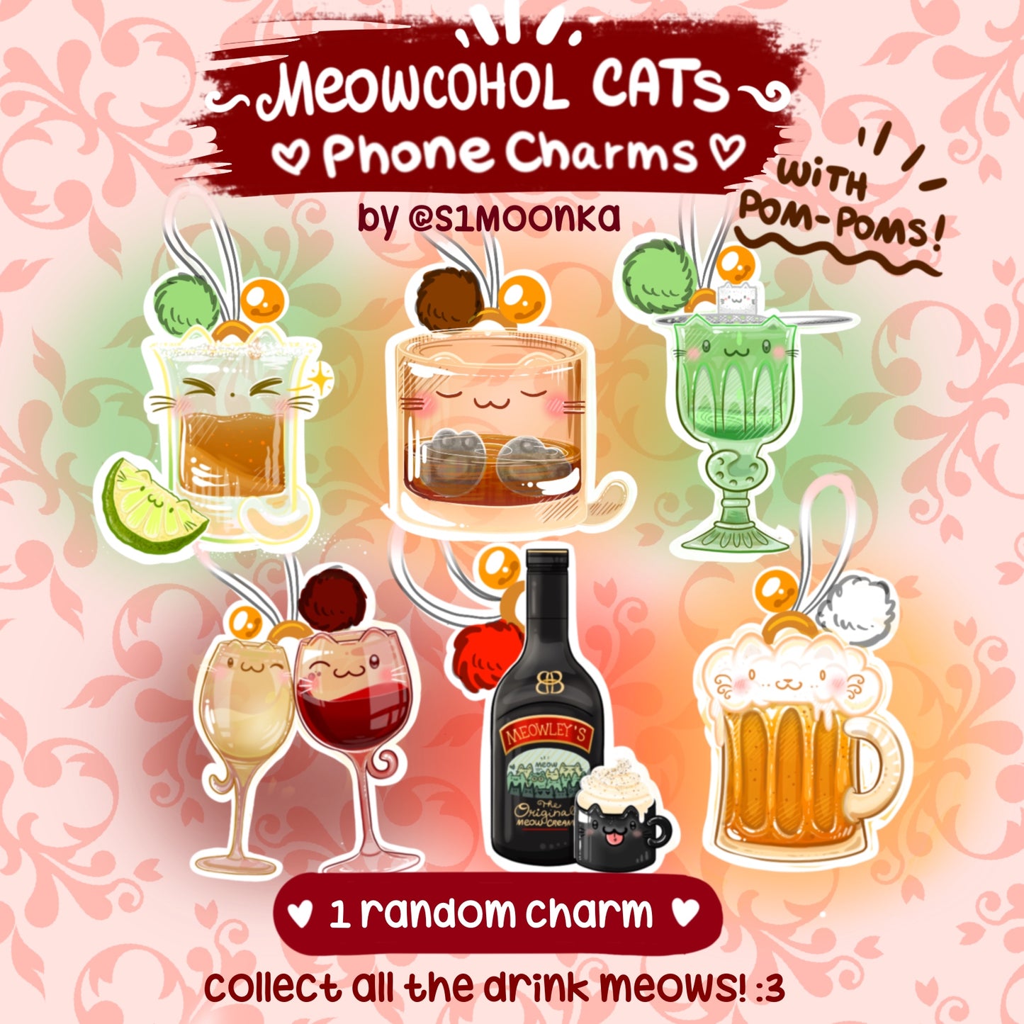 MEOWCOHOL CATS phone charms