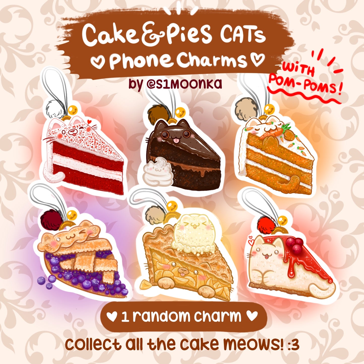 CAKE&PIE CATS phone charms