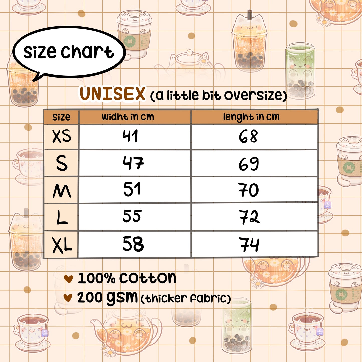 COFFEE-MILK-TEA CATS cotton t-shirt