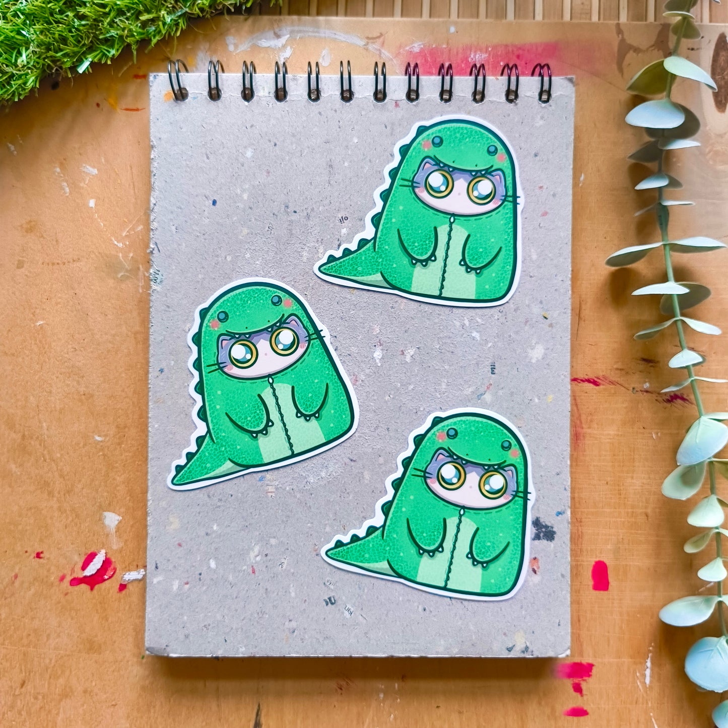 DINO CAT die-cut waterproof vinyl car sticker