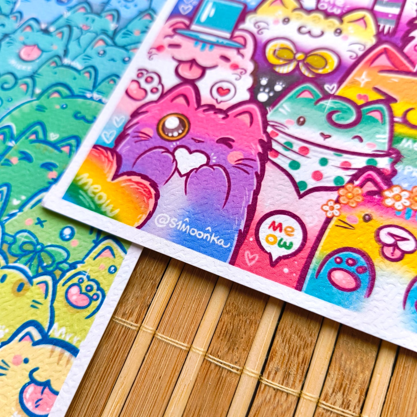 RAINBOW CATS postcard set