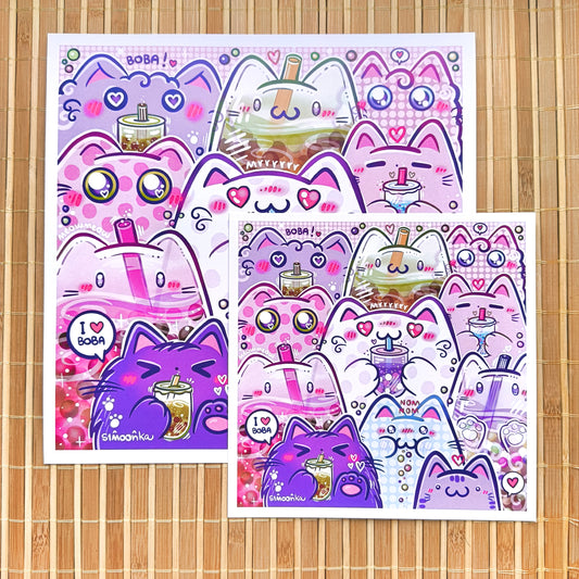 BOBA CATS art print