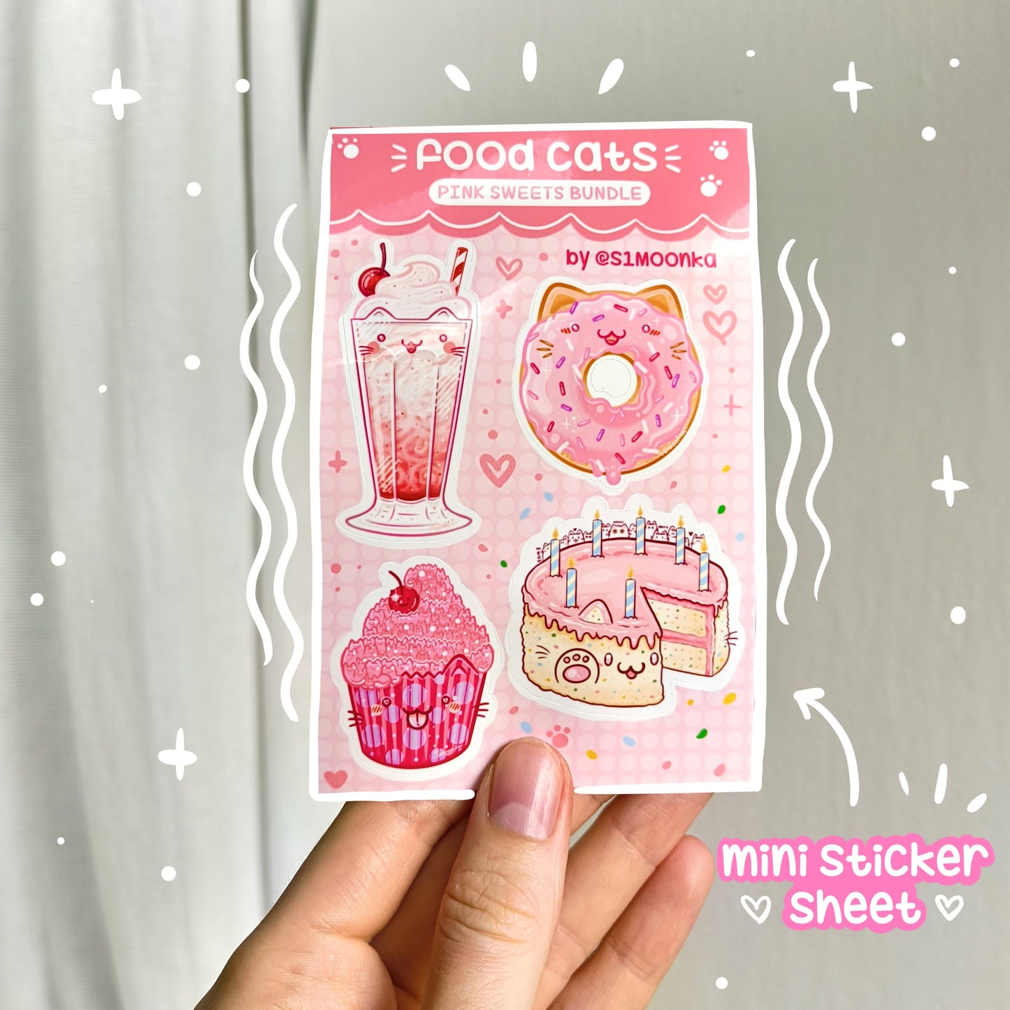FOOD CATS (pink sweets bundle) mini sticker sheet