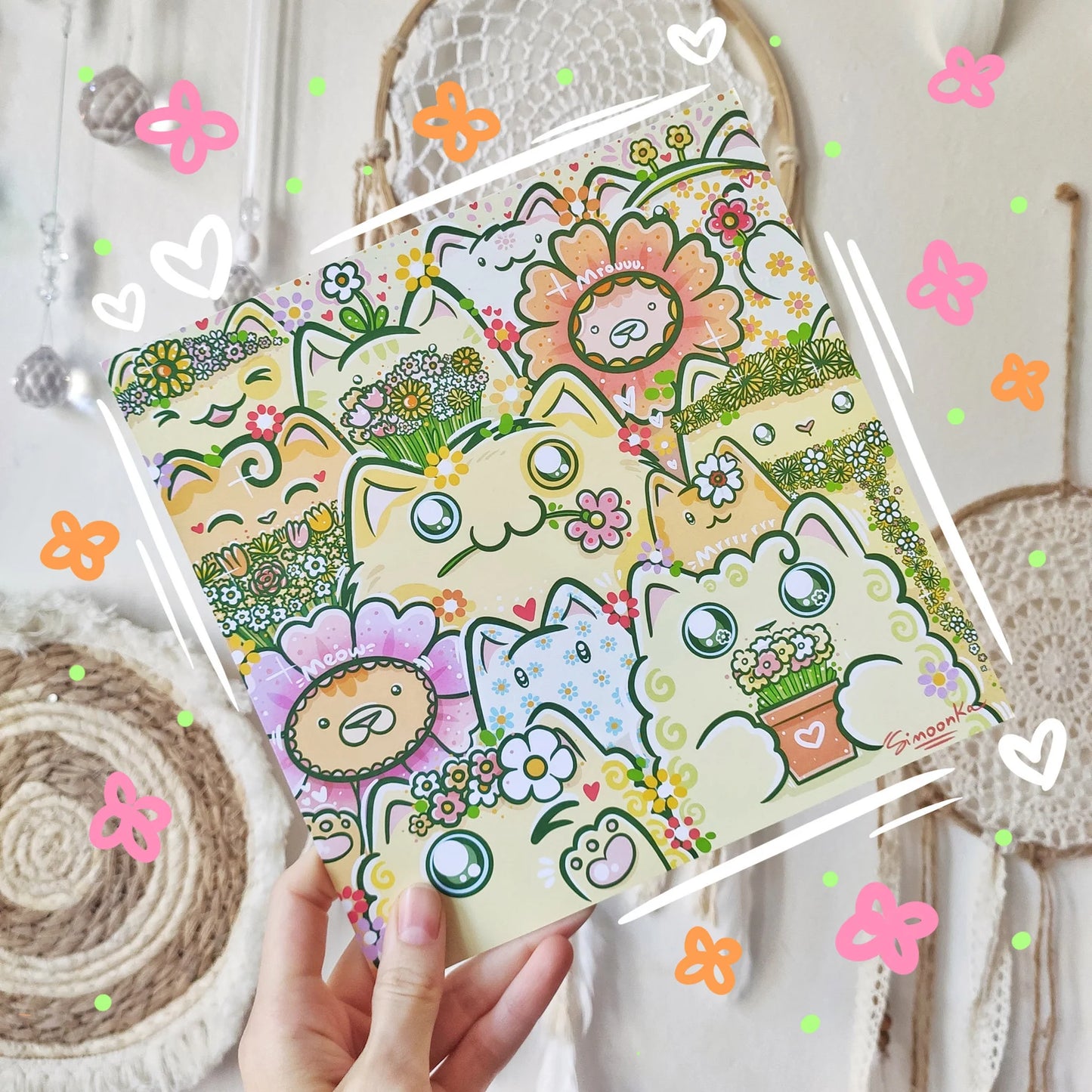 FLOWER CATS art print