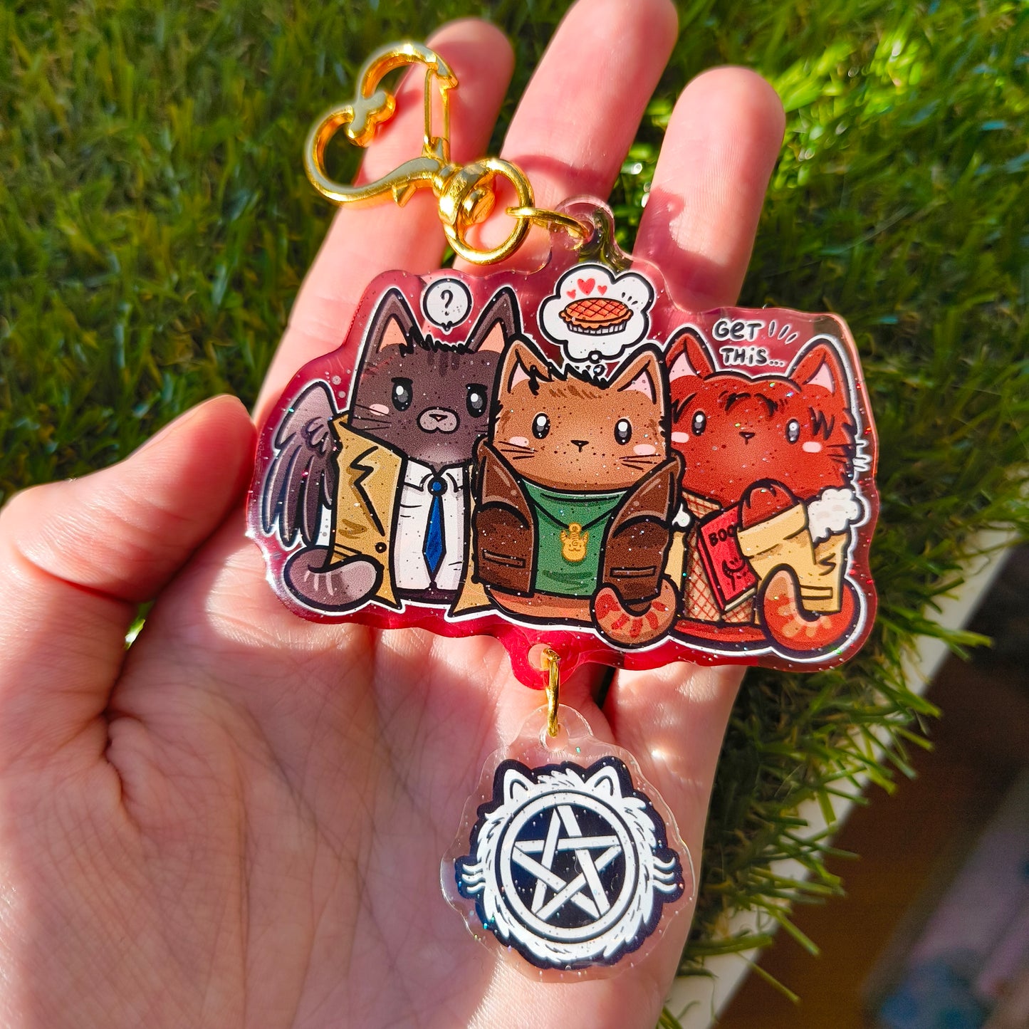 SUPERMEOWTURAL fandom double keychain