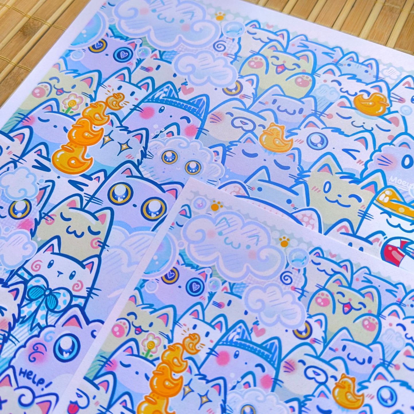 SHOWER CATS art print