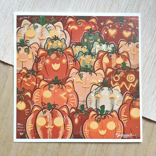 PUMPKIN CATS art print