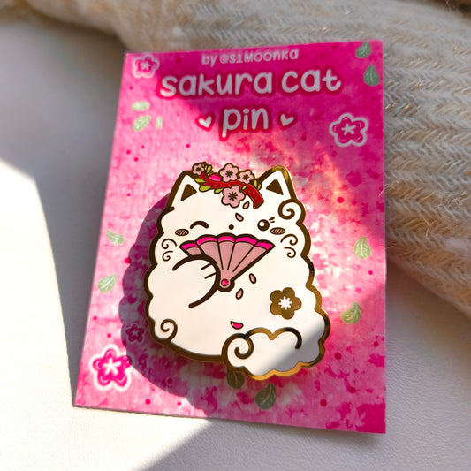 SAKURA CAT enamel pin companion :3