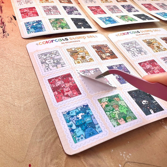 COLOR CATS stamp set mini sticker sheet