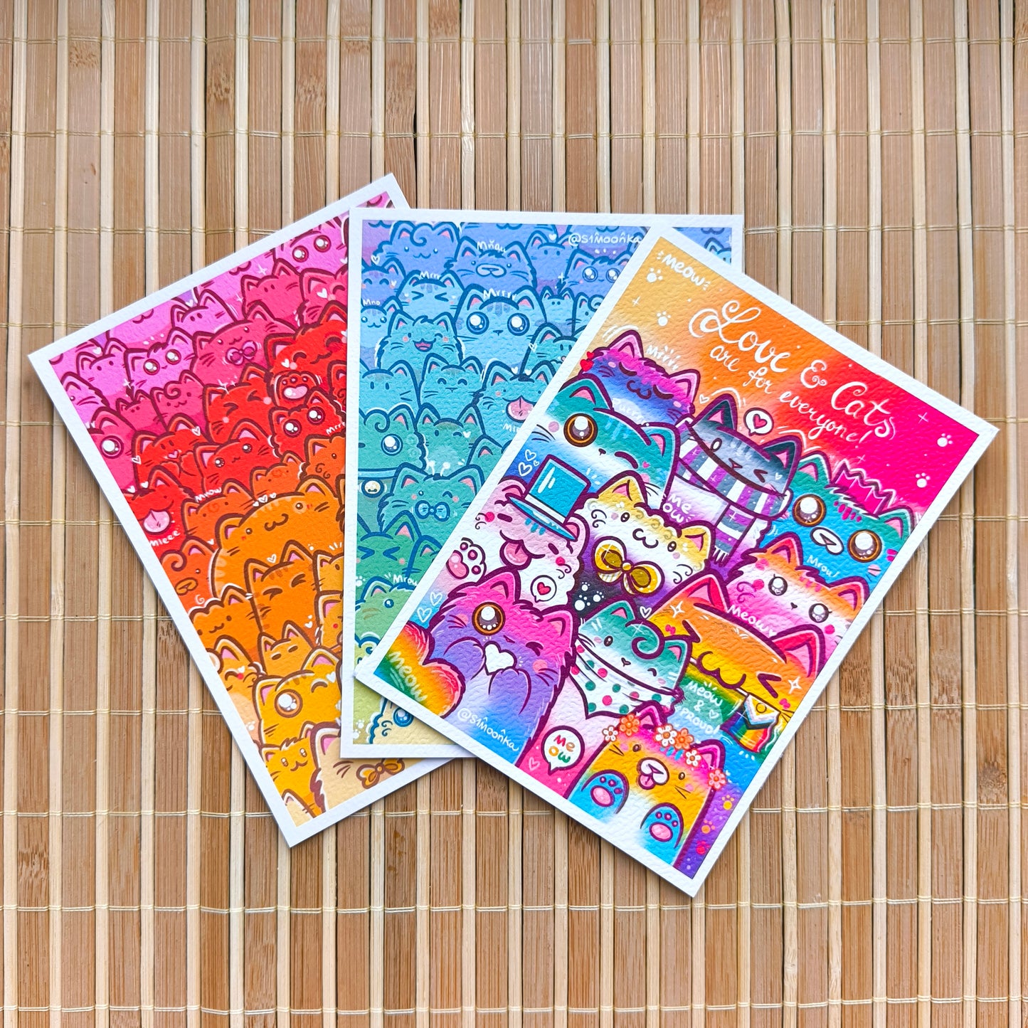 RAINBOW CATS postcard set