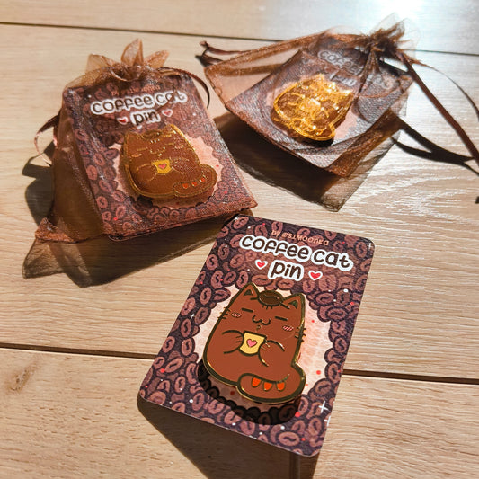 COFFEE CAT enamel pin companion :3