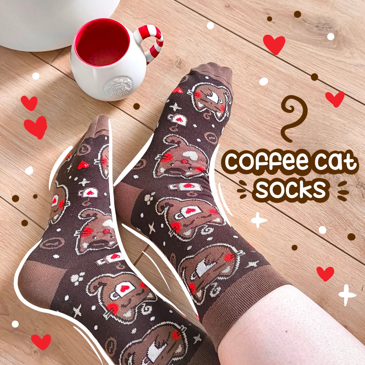 COFFEE CATS cotton socks :3