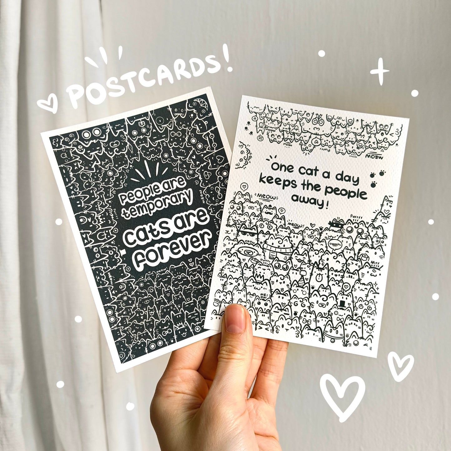 LOTS OF CATS (bnw) postcard set