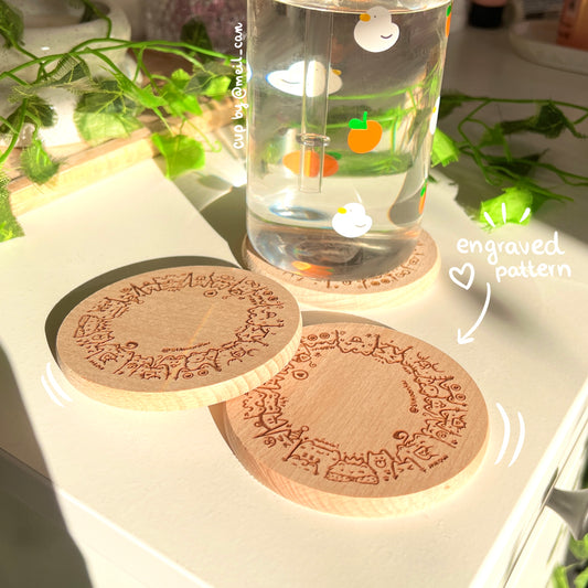 LOTS OF CATS wooden coaster