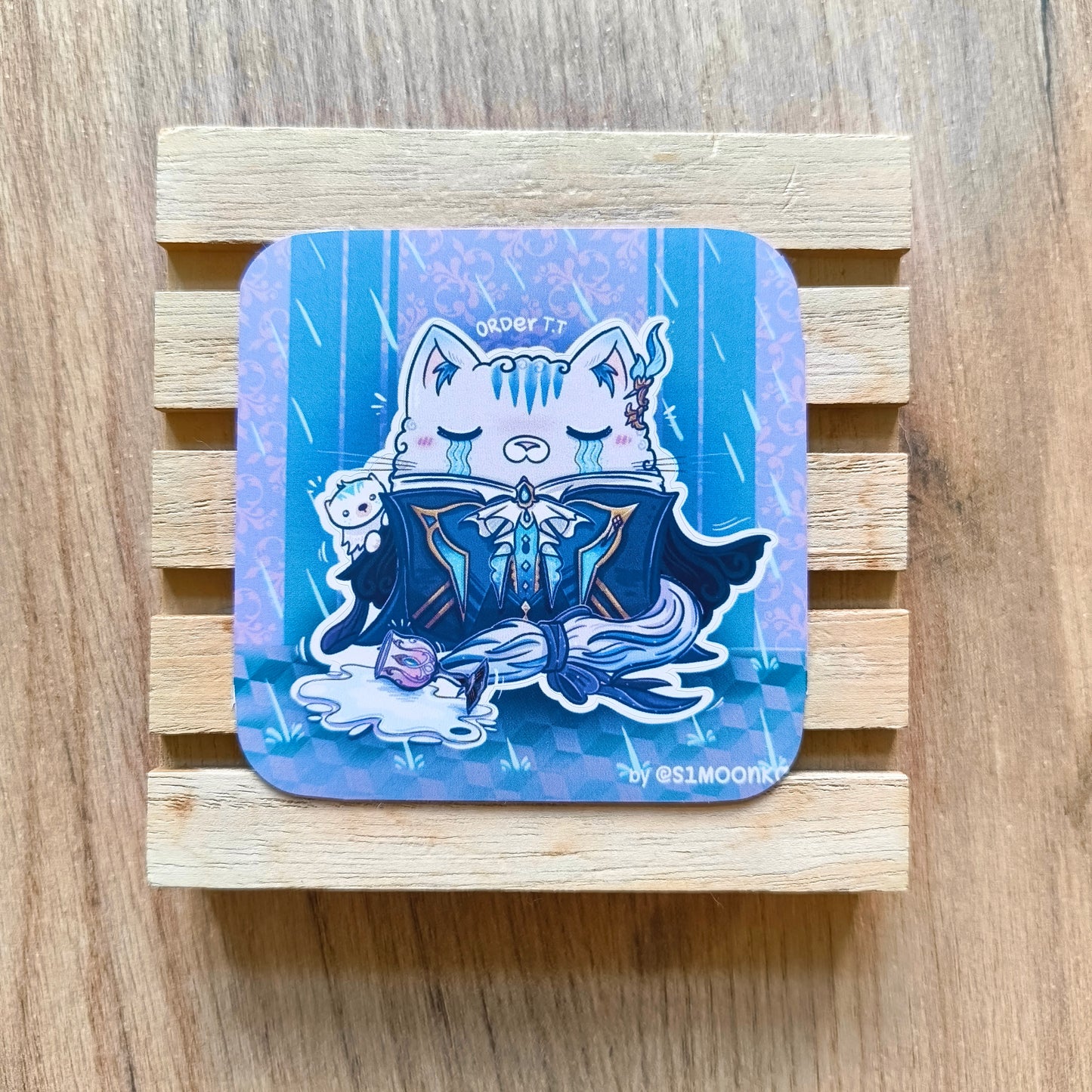 MEOWILLETE and PURRTHESLEY fandom die-cut sticker with background