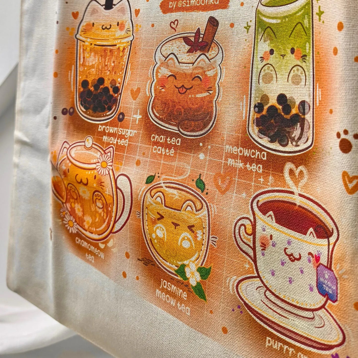 COFFEE-MILK-TEA CATS cotton tote bag