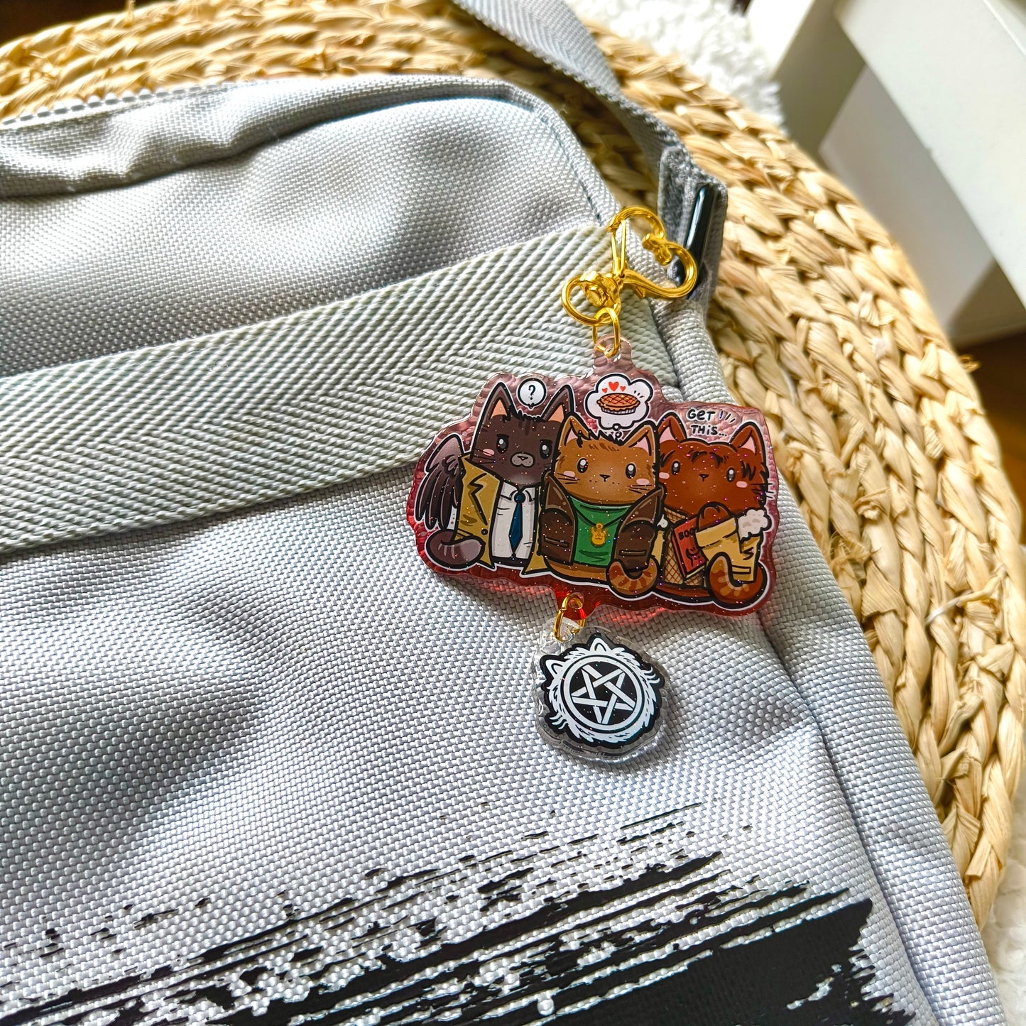 SUPERMEOWTURAL fandom double keychain