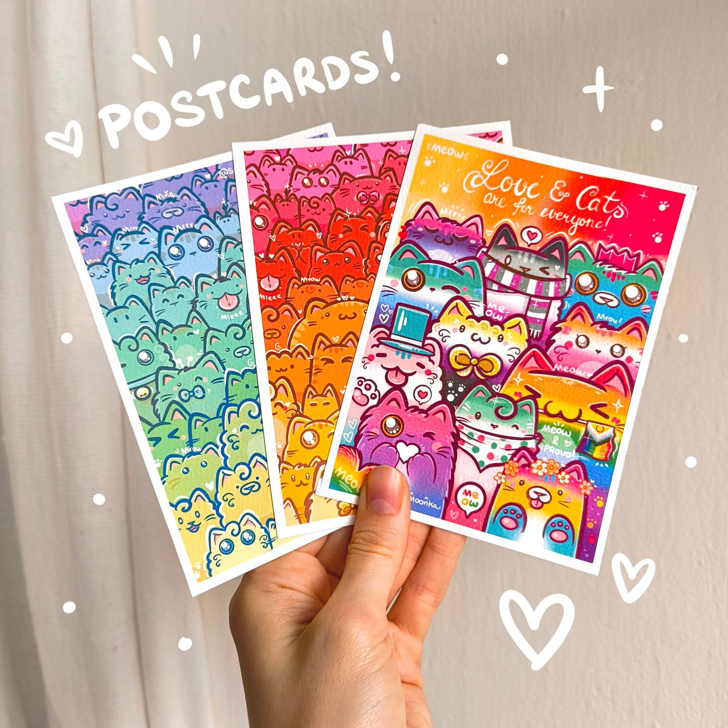 RAINBOW CATS postcard set