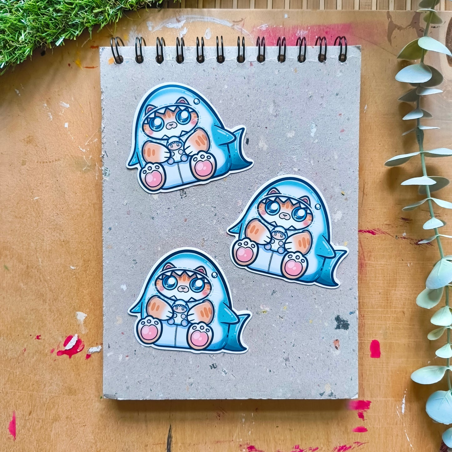 SHARK CAT die-cut waterproof vinyl car sticker