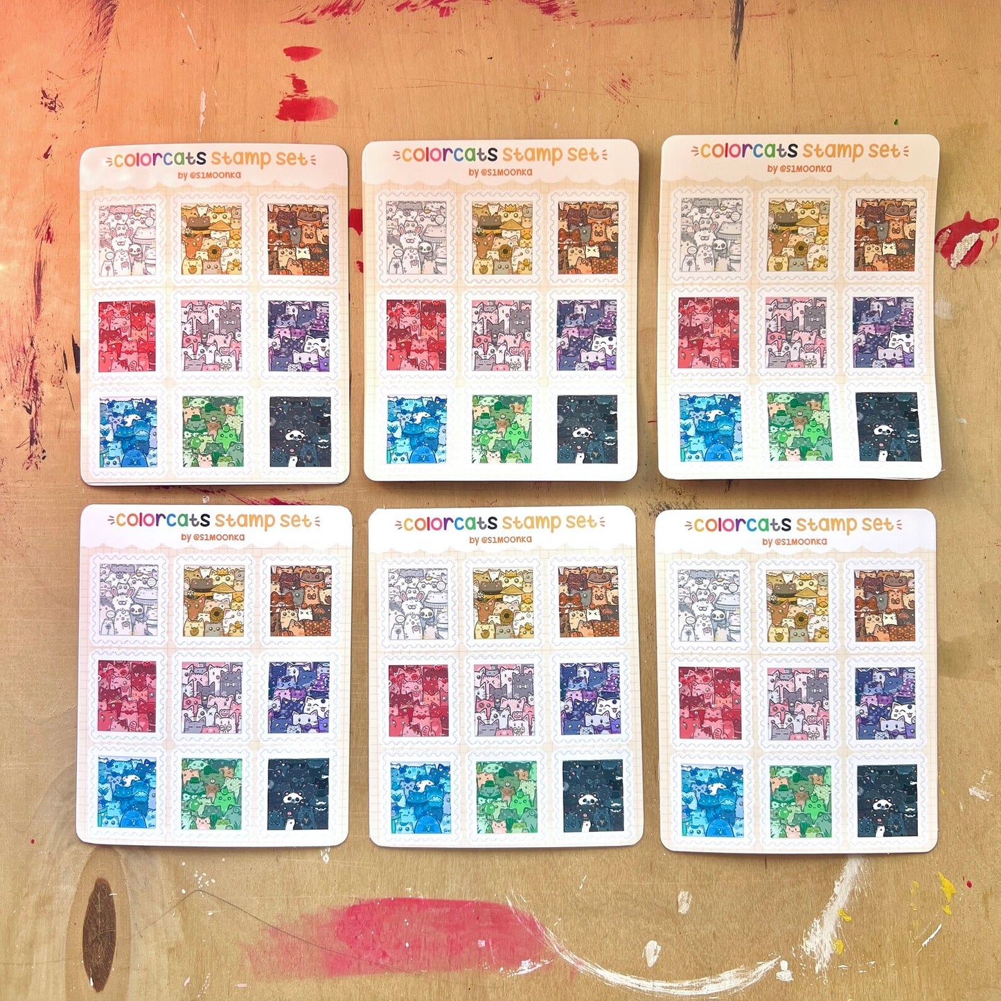 COLOR CATS stamp set mini sticker sheet