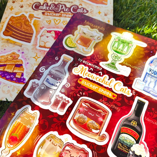 MEOWCOHOL CATS vinyl sticker sheet