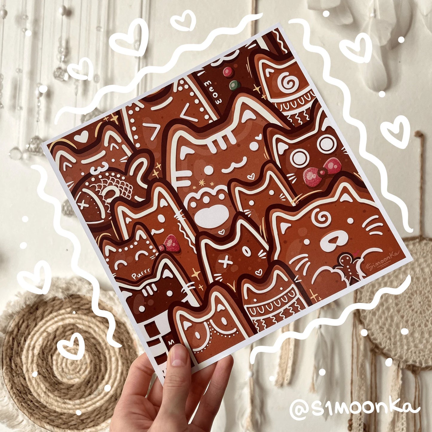 GINGERBREAD CATS art print