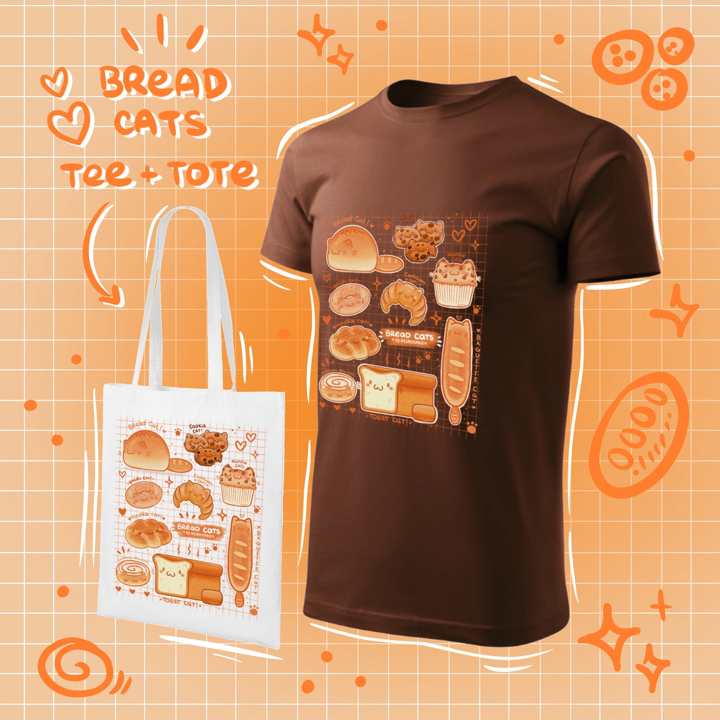 BREAD CATS cotton t-shirt