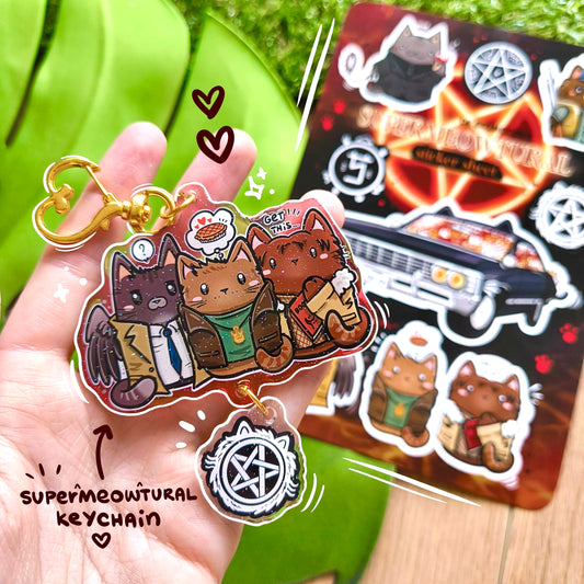 SUPERMEOWTURAL fandom double keychain