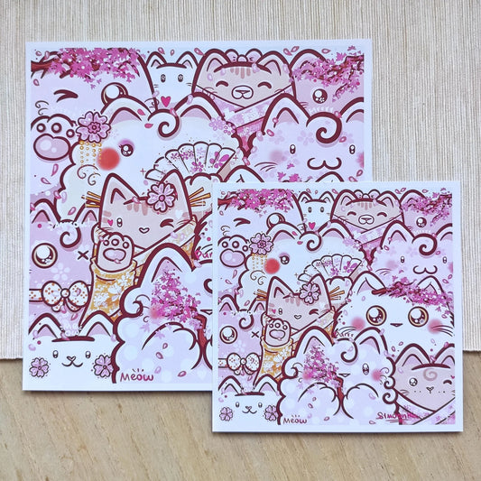 SAKURA CATS art print