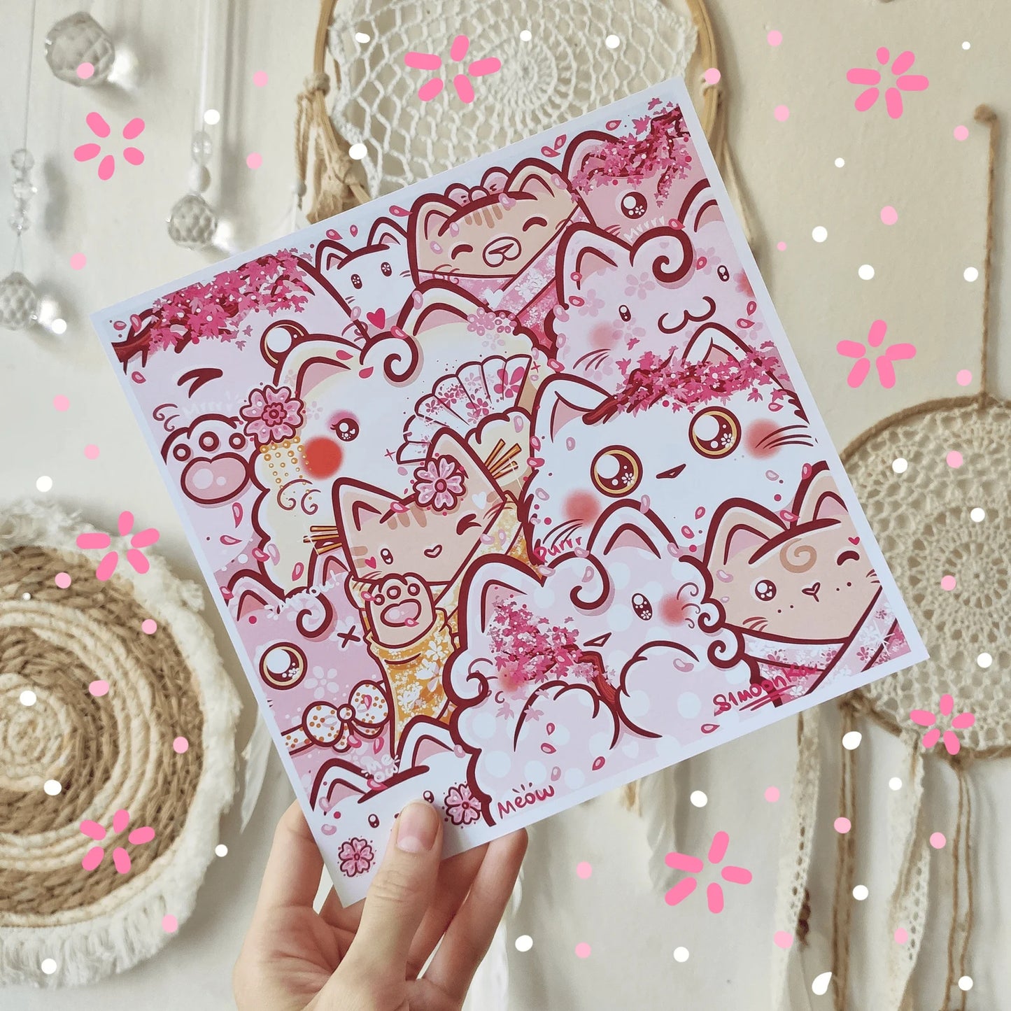 SAKURA CATS art print