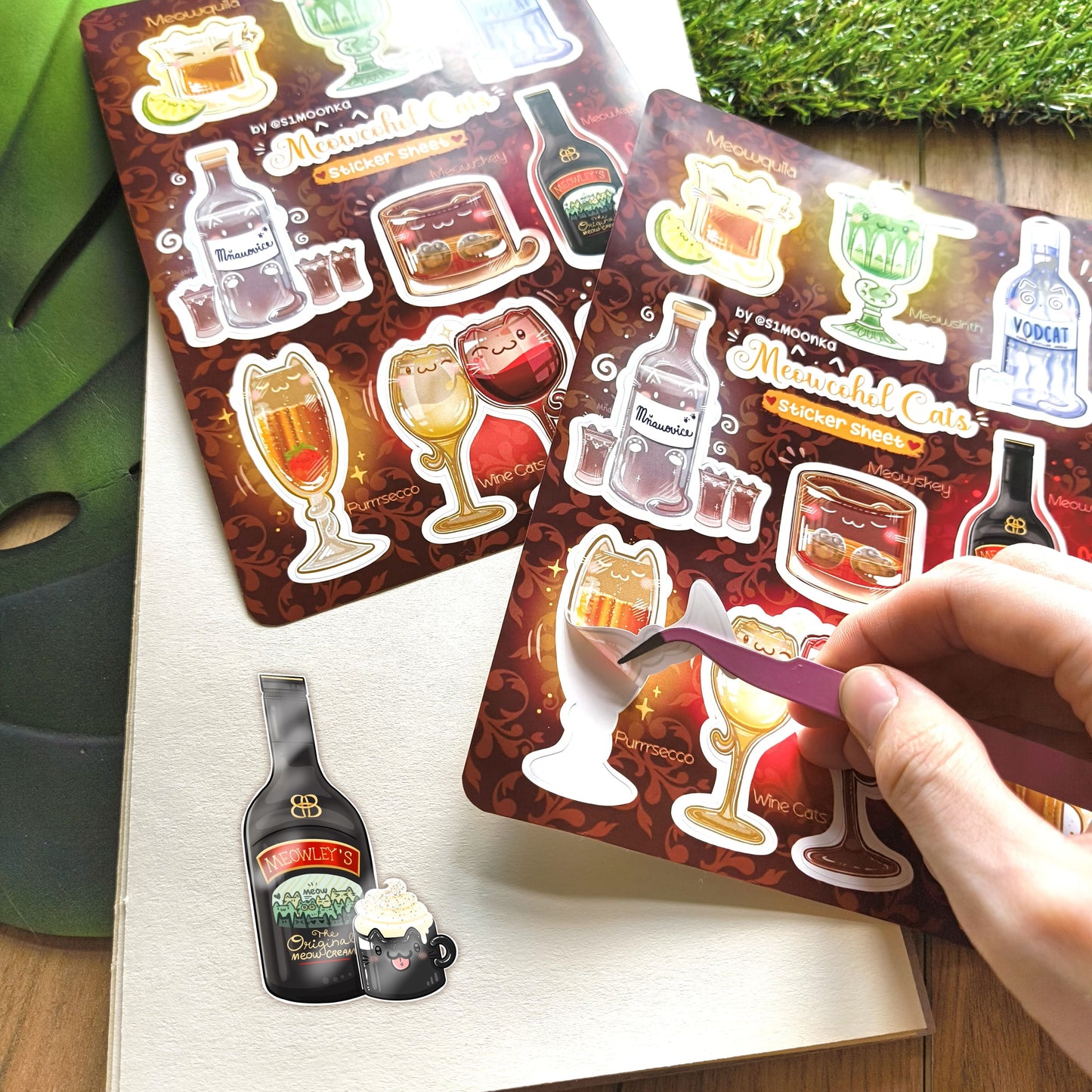 MEOWCOHOL CATS vinyl sticker sheet