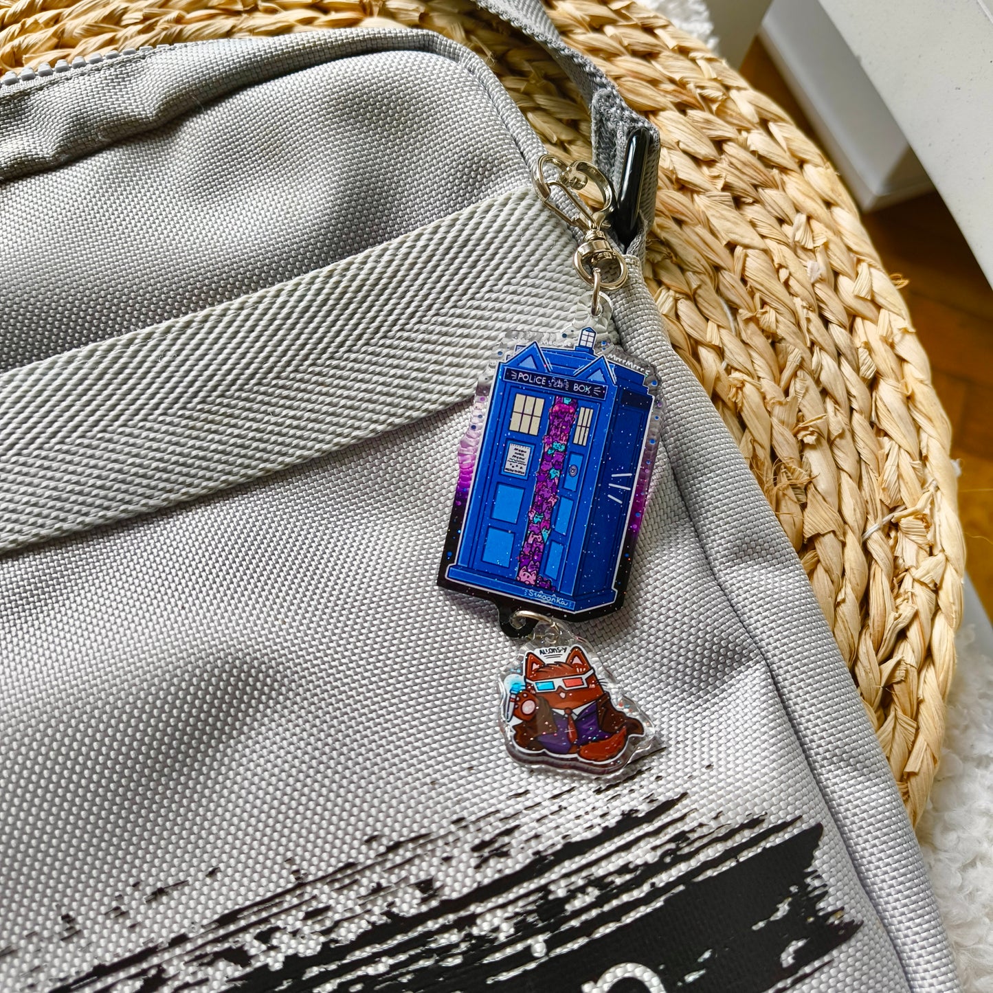 CAT WHO fandom double keychain