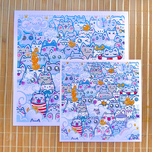 SHOWER CATS art print