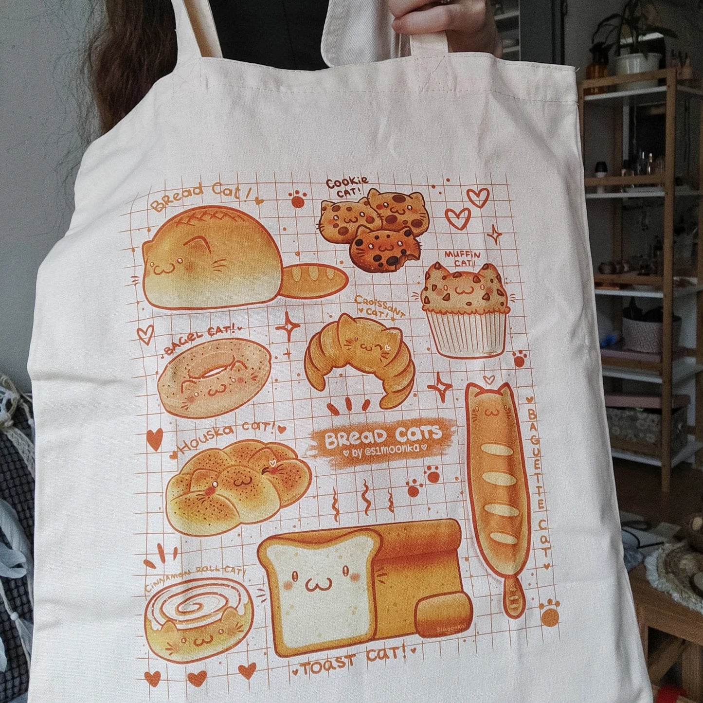 BREAD CATS cotton tote bag