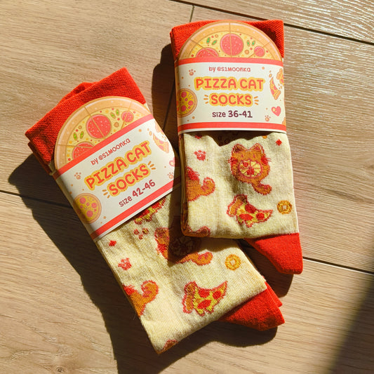 PIZZA CATS cotton socks :3