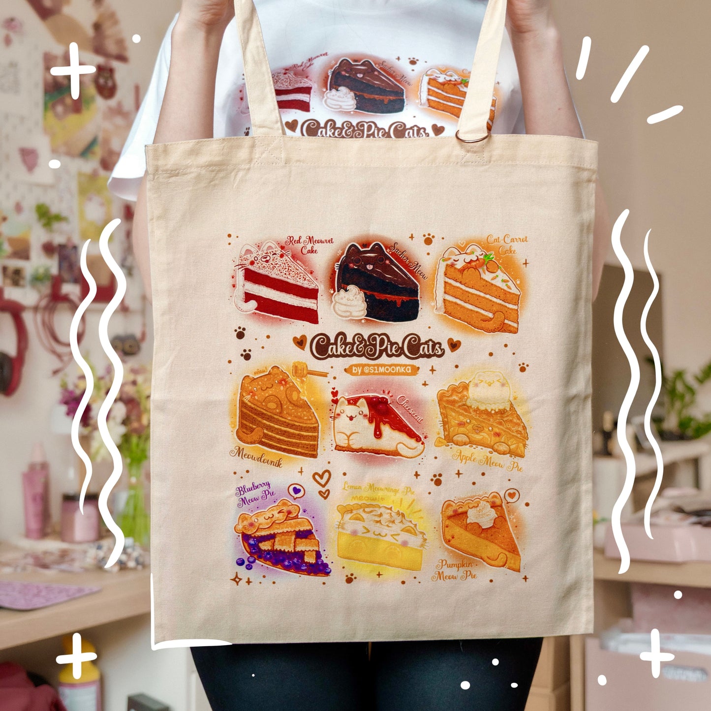 CAKE&PIE CATS cotton tote bag