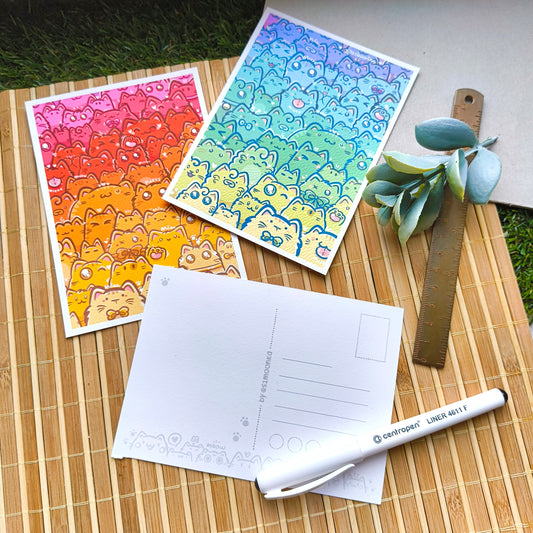 RAINBOW CATS postcard set