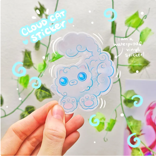CLOUD CAT die-cut waterproof vinyl sticker