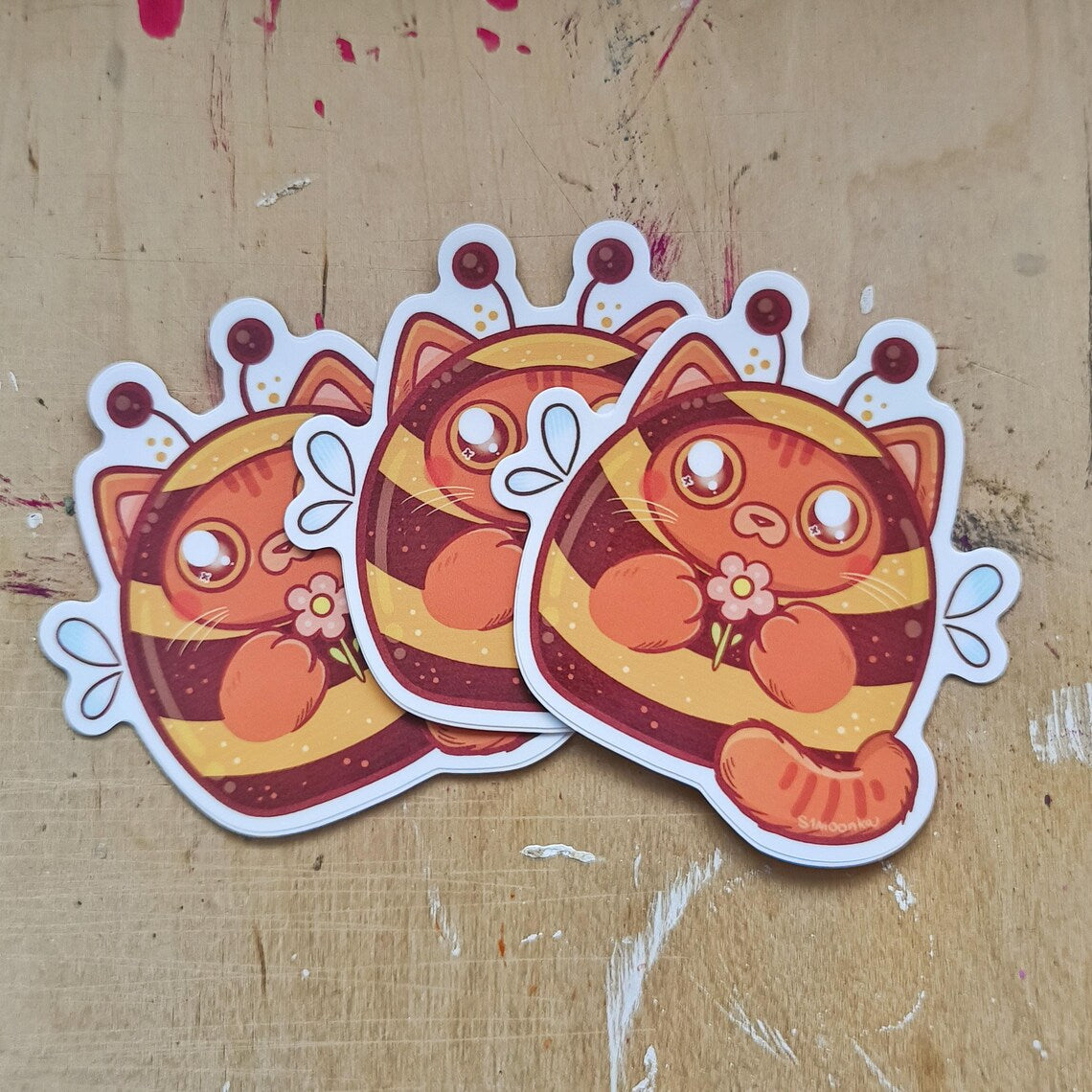 BEE CAT die-cut waterproof vinyl car sticker