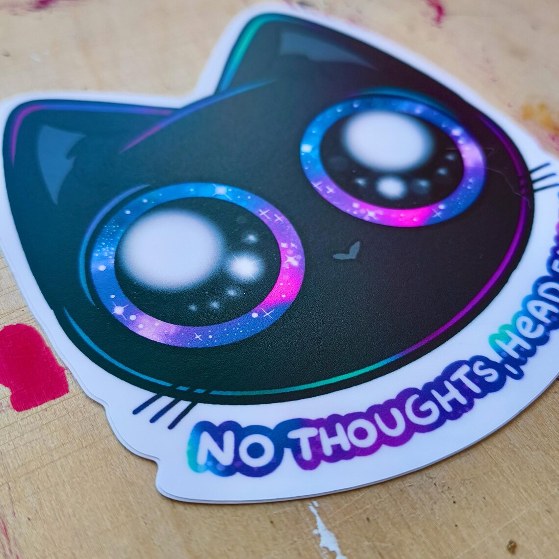 NO THOUGHTS die-cut waterproof vinyl sticker