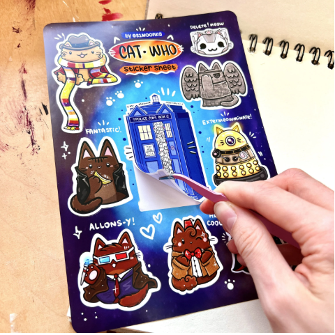 DOCTOR WHO CATS vinyl sticker sheet