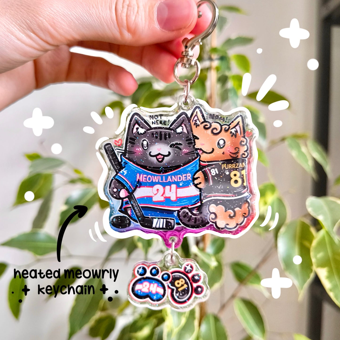 HEATED MEOWRLY fandom double keychain