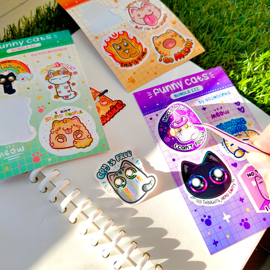 FUNNY CATS (3 bundles) mini sticker sheets