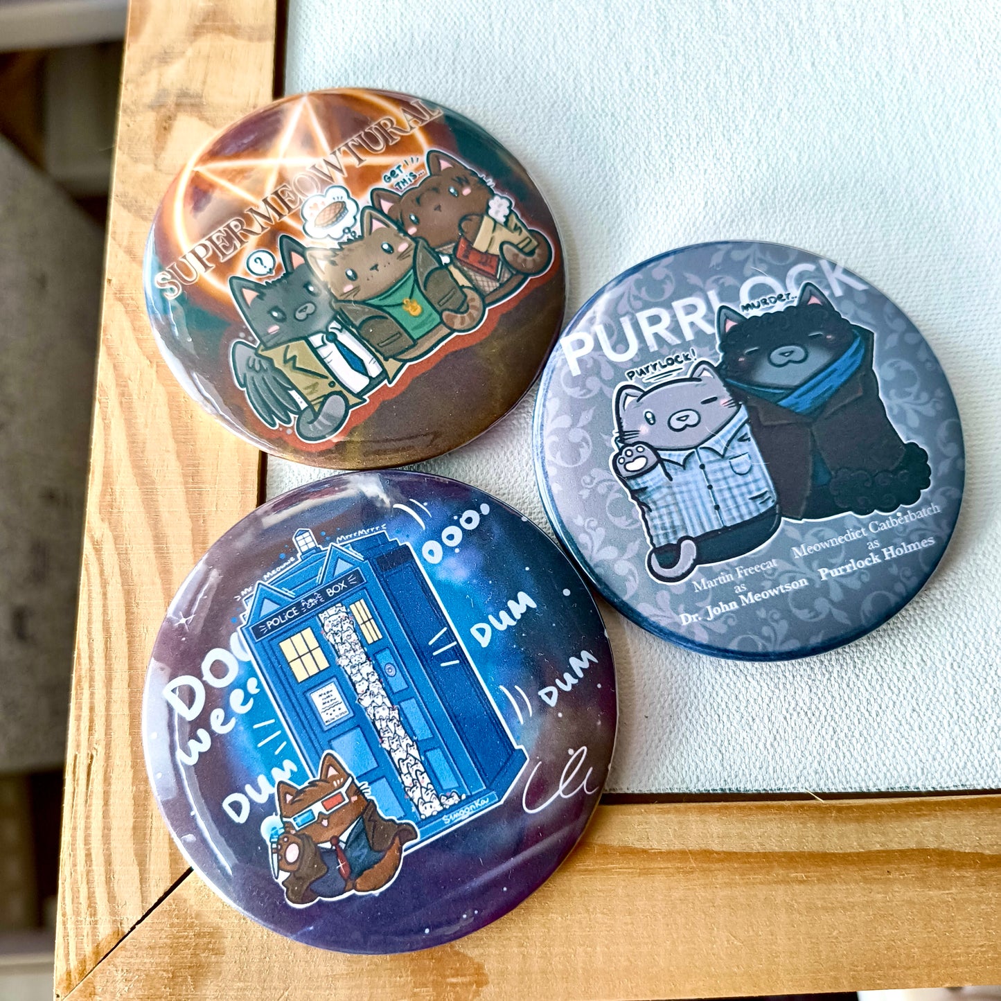 SUPERMEOWTURAL big button pins